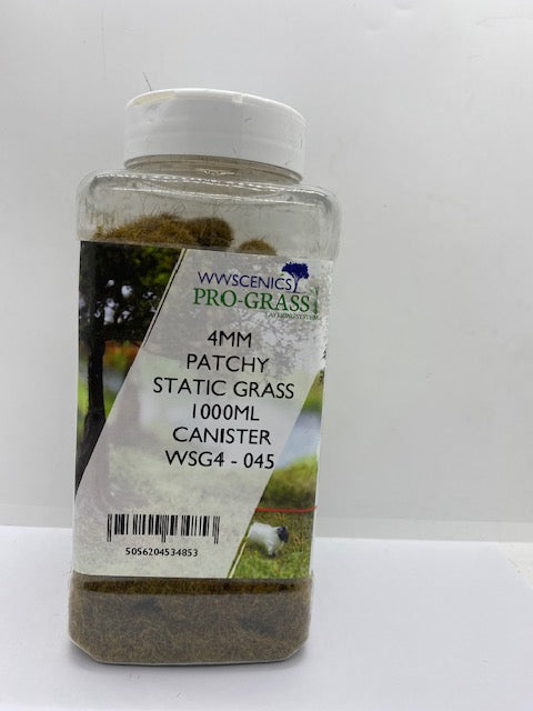 WWSCENICS - 4MM STATIC GRASS PATCHY 1000ML CANISTER - WSG4-045