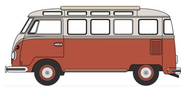 Oxford Diecast NVWS001 VW T1 Samba Bus, Sealing Wax Red/Beige Grey