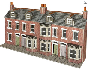 METCALFE - PO302 00/HO SCALE LOW RELIEF TERRACED HOUSE FRONTS – BRICK