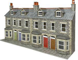 METCALFE - PO303 00/HO SCALE LOW RELIEF TERRACED HOUSE FRONTS – STONE