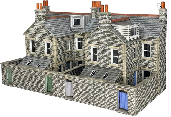 METCALFE - PO305 00/HO SCALE LOW RELIEF TERRACED HOUSE BACKS – STONE