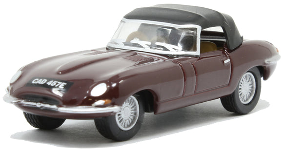 Oxford Diecast 76ETYP012 Jaguar E Type Soft Top Imperial Maroon