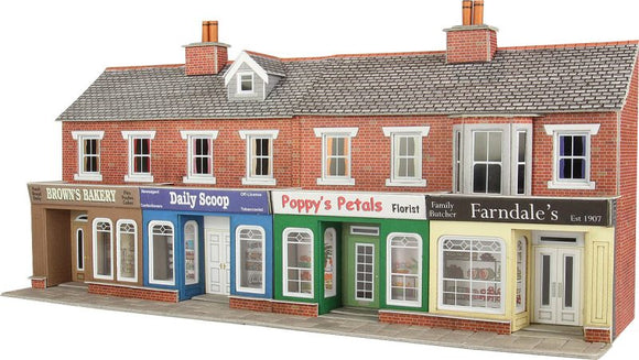 PO272 Brick Terraced Shop Fronts Low Relief