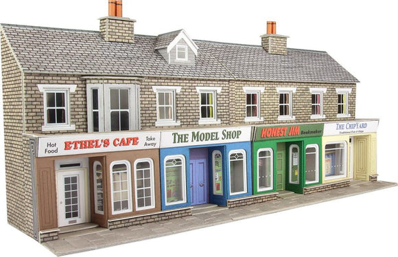 PO273 Low Relief Stone Terraced Shop Fronts
