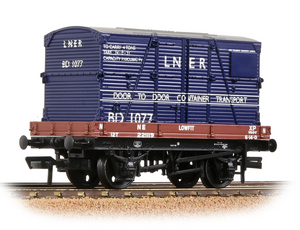 Bachmann 37-481  1 Plank Wagon LNER Bauxite with LNER Blue BD Container [WL]