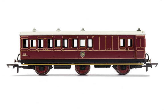 R40142 NBR, 6 Wheel Coach, Unclassed (Brake 3rd) Coach, Fitted Lights, 472 - Era 2