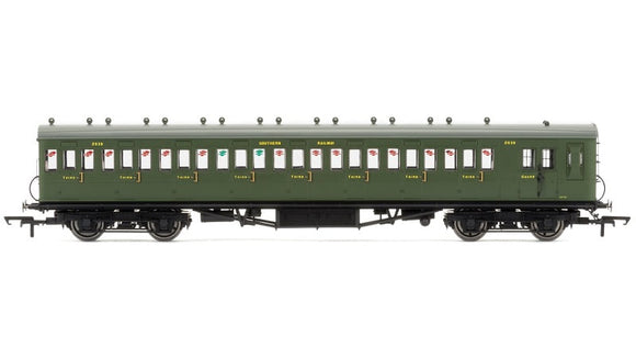 R4717 58' Maunsell Rebuilt (Ex LSWR 48') eight compartment brake third 2639 in SR olive green
