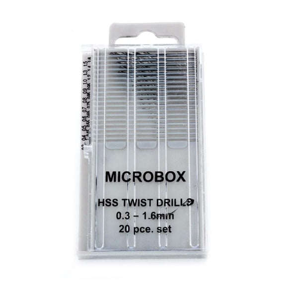 MM019 20 Piece microbox drill set (0.3 - 1.6mm)